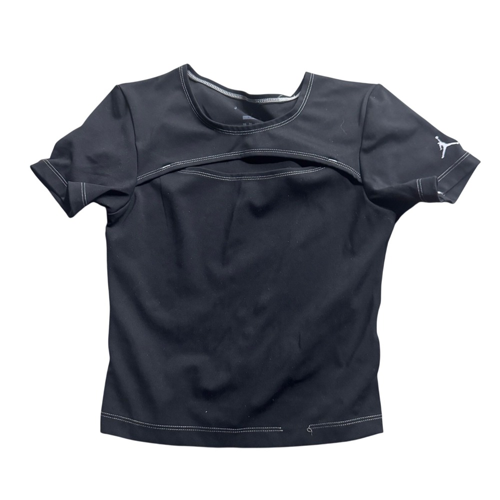 Nike Jordan Women's Black Cutout Short Sleeve Crop Top S/XS Athletic Sporty